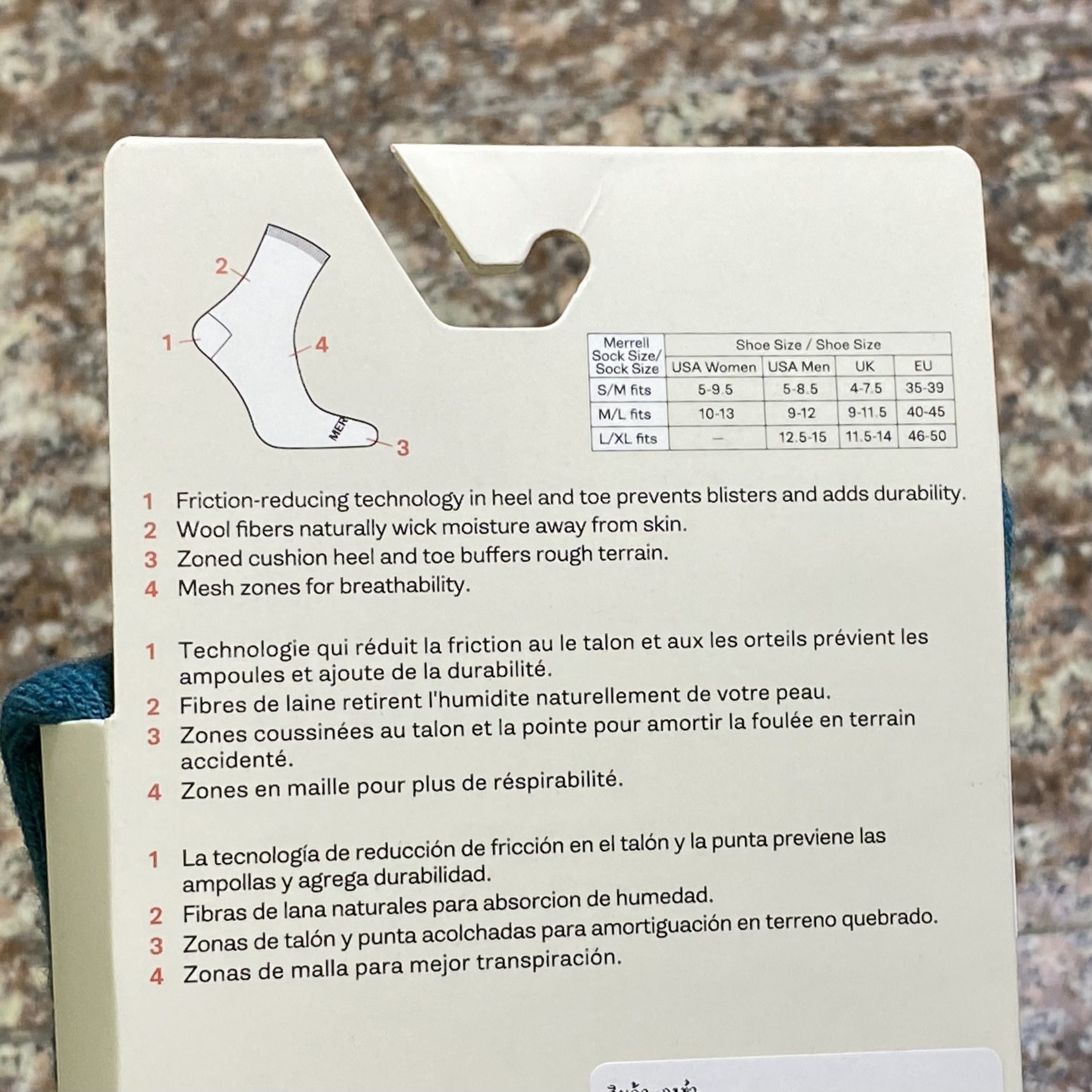 ถุงเท้าวิ่ง Merrell Zoned Hiking Crew Socks (M)