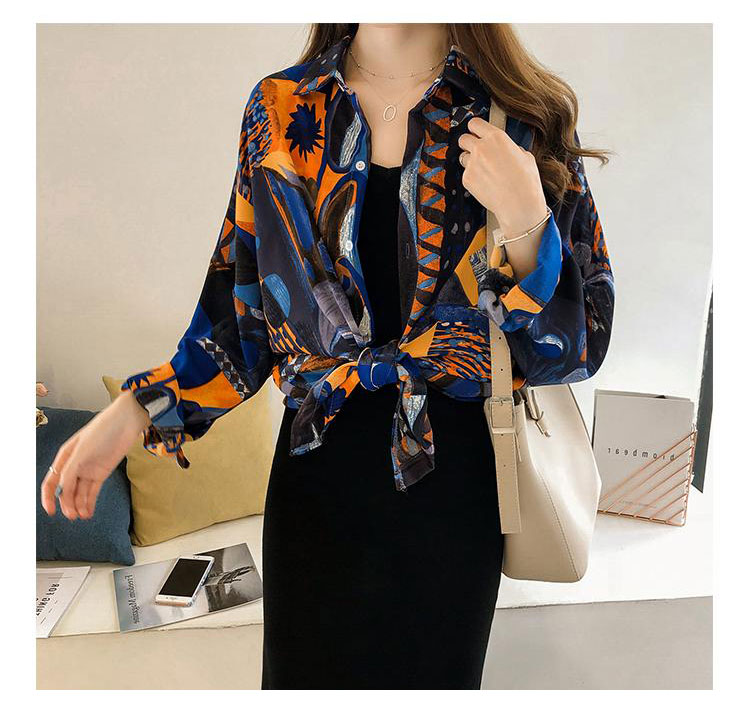 เสื้อแฟชั่นทรงหลวม ลายเรขาคณิต