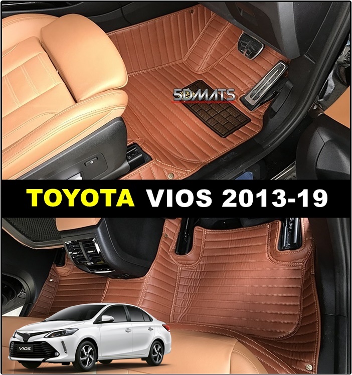 พรมปูพื้นรถยนต์5D TOYOTA VIOS ปี2013-2021 พรมหนังลายตรง เต็มคัน 3ชิ้น(เเจ้งสีในเเชทได้นะคะ)