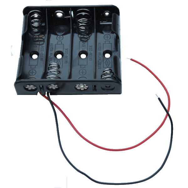 รางถ่าน (Battery Case) ขนาด AA 4 ก้อน 6V สำหรับโครงงาน D.I.Y. แบบเปลือยไม่มีฝา