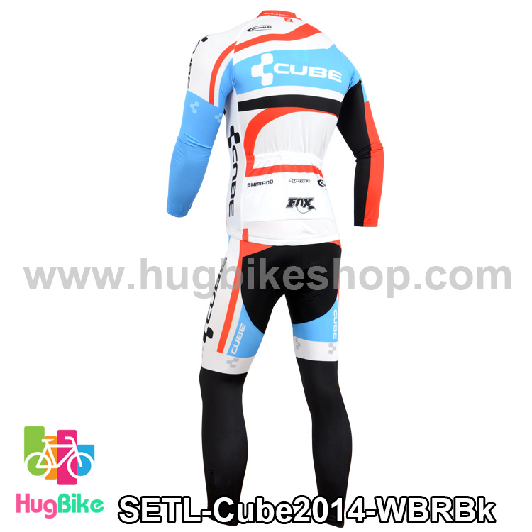 ชุดจักรยานแขนยาวทีม Cube 14 สีขาวลาย