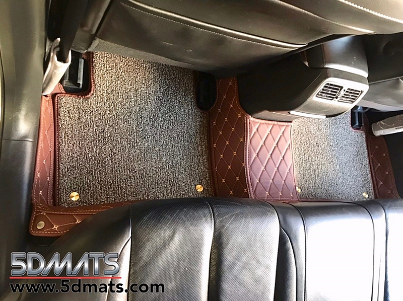 พรมปูพื้นรถยนต์6D PLUS+ TEANA ปี2009-2013 J32 หนังสีน้ำตาลด้ายครีม+เสริมใยดักฝุ่น เต็มคัน
