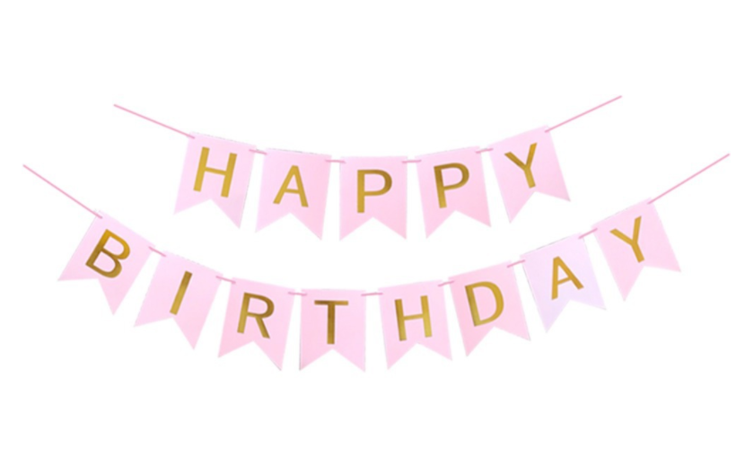 Happy birthday ขนาดเล็ก สีชมพู / Pink birthday banner
