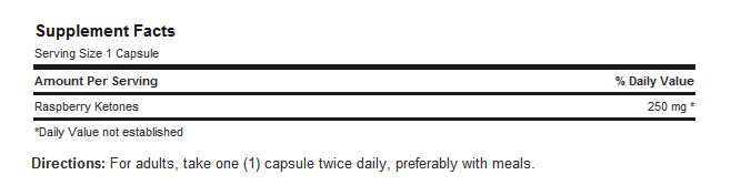 Puritan's Pride Raspberry Ketones 250 mg 60 Capsules