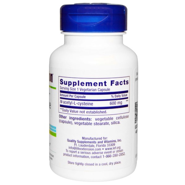 Life Extension, N-Acetyl-L-Cysteine, 600 mg, 60 Vegetarian Capsules