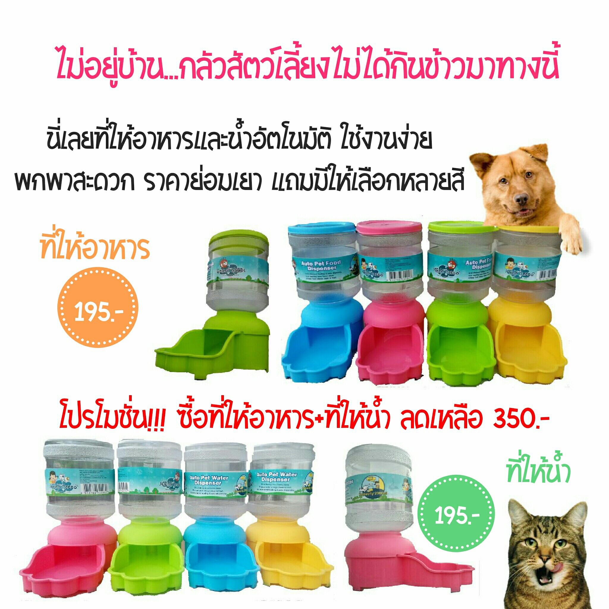 ที่ให้น้ำ ให้อาหารสัตว์เลี้ยงแบบอัตโนมัติ รุ่น 2 ลิตร