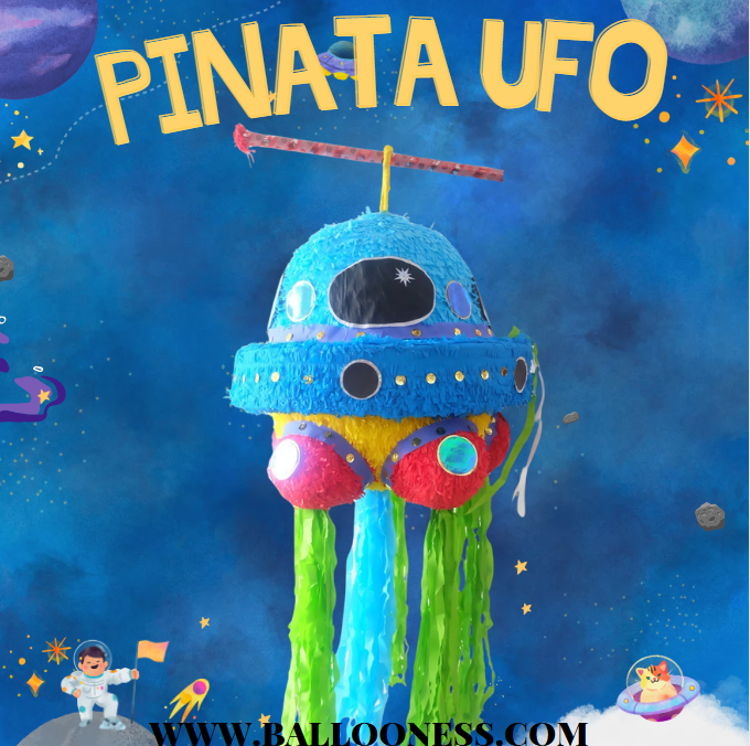 พินาต้า ยานอวกาศ / Pinata UFO พร้อมไม้ตี (ไม่มีขนม)