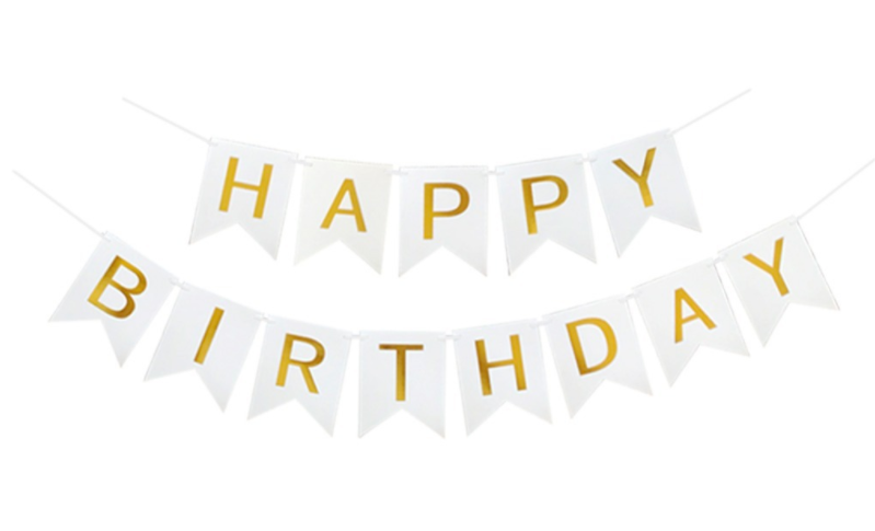 Happy birthday ขนาดเล็ก สีขาว / white birthday banner