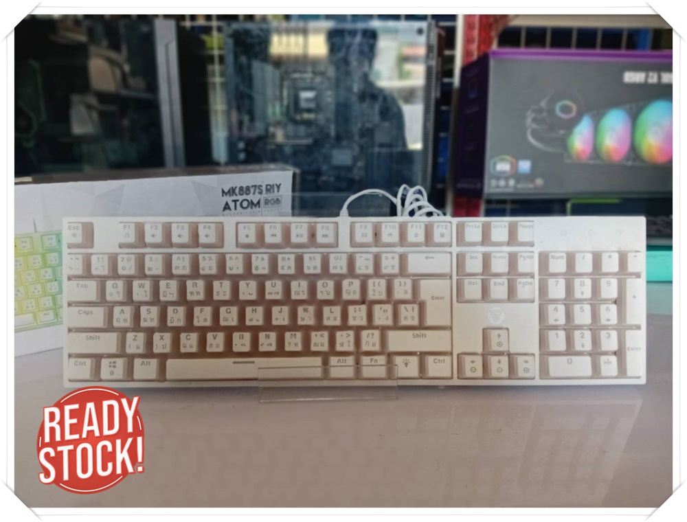*มือ 2 * คีย์บอร์ดเกมมิ่ง KB FANTECH ATOM RGB RIY MK887S (WHITE) (RED SWITCH)