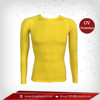 เสื้อรัดรูป Bodyfit แขนยาวคอกลม สีเหลือง มี Size S M L XL
