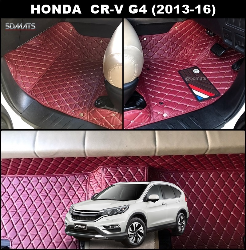 พรมปูพื้นรถยนต์ 6D HONDA CR-V G4 (2013-16) พรม6D QX สวยงาม รวมแผ่นท้าย ปิดเบาะ ตรงรุ่นรถ 6ชิ้น