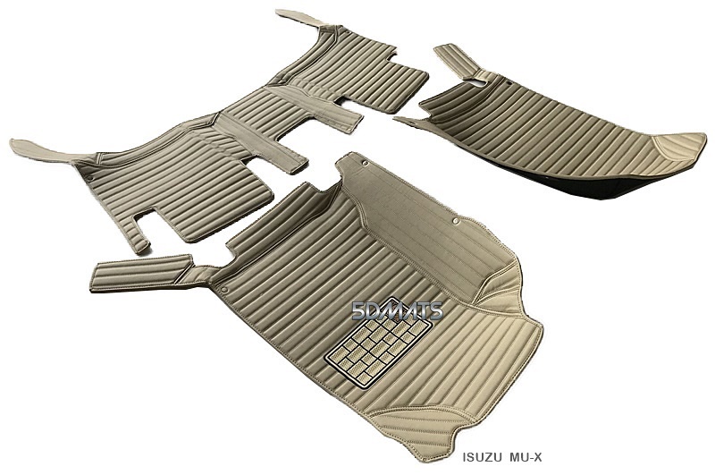 พรมปูพื้นรถยนต์ 5D ISUZU MU-X 2013-18 พรมหนังลายตรง เต็มคัน9ชิ้น(เเจ้งสีในเเชทได้นะคะ)