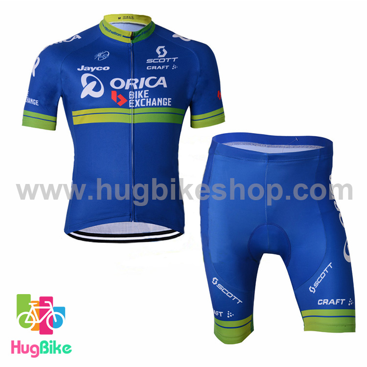 ชุดจักรยานแขนสั้นทีม Orica 17 (01) สีน้ำเงินเขียว