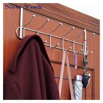 New York Big Sale ที่แขวนผ้า ที่แขวนสิ่งของหลังบานประตูสแตนเลส No.016 - สีเงิน