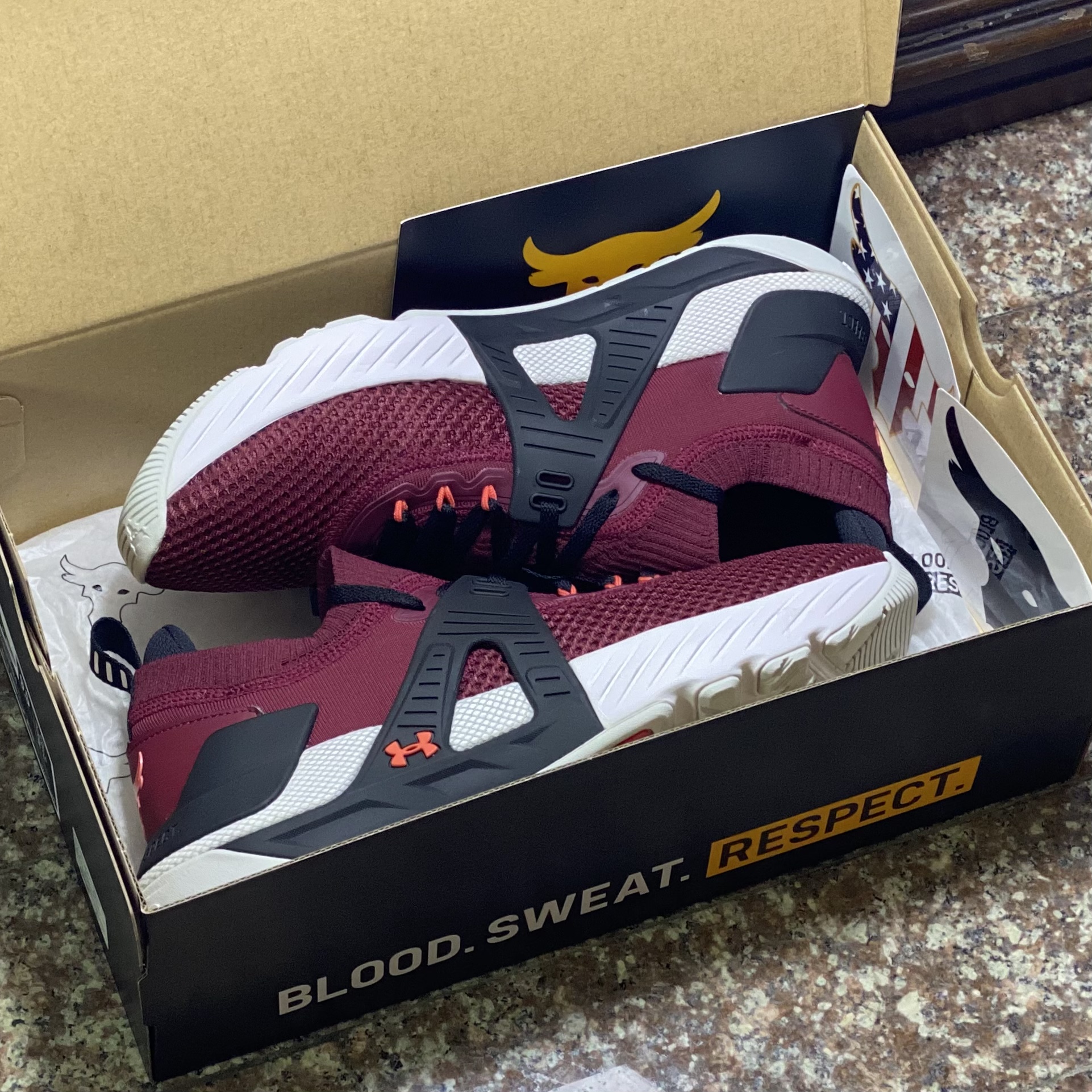 รองเท้าเทรนนิ่ง Under Armour Project Rock 4 ‘Burgundy’ (M8US)