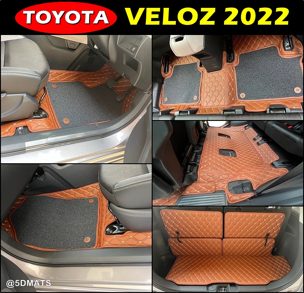 พรมปูพื้นรถยนต์ 7D TOYOTA VELOZ 2022 เสริมใยดักฝุ่น เกรดA เข้ารูป รวมแผ่นท้าย ปิดเบาะ เต็มคัน
