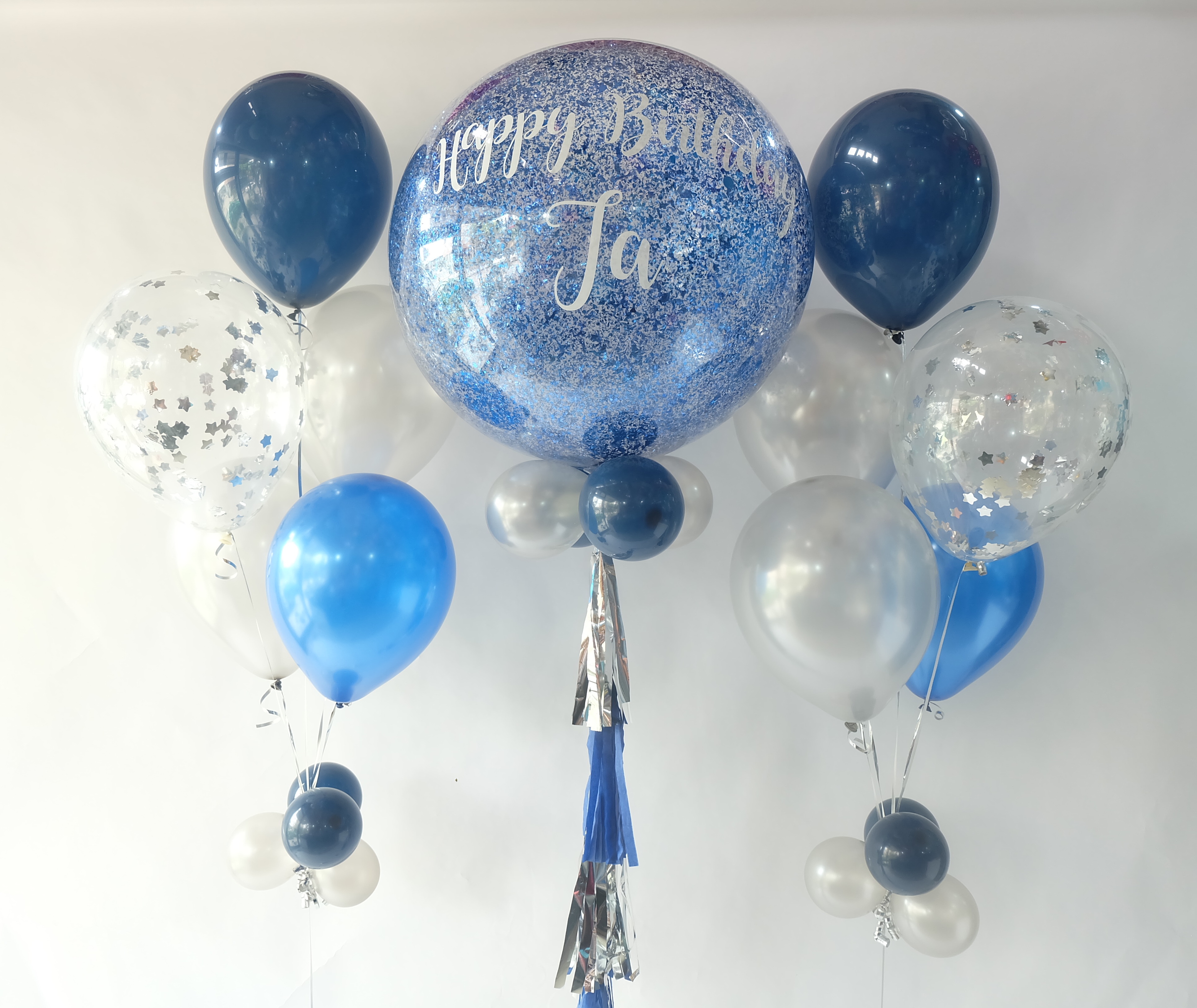 Set ลูกโป่งวันเกิดกลิ๊ตเตอร์น้ำเงิน / Birthday Gorgeous Glitter Blue Balloon Set