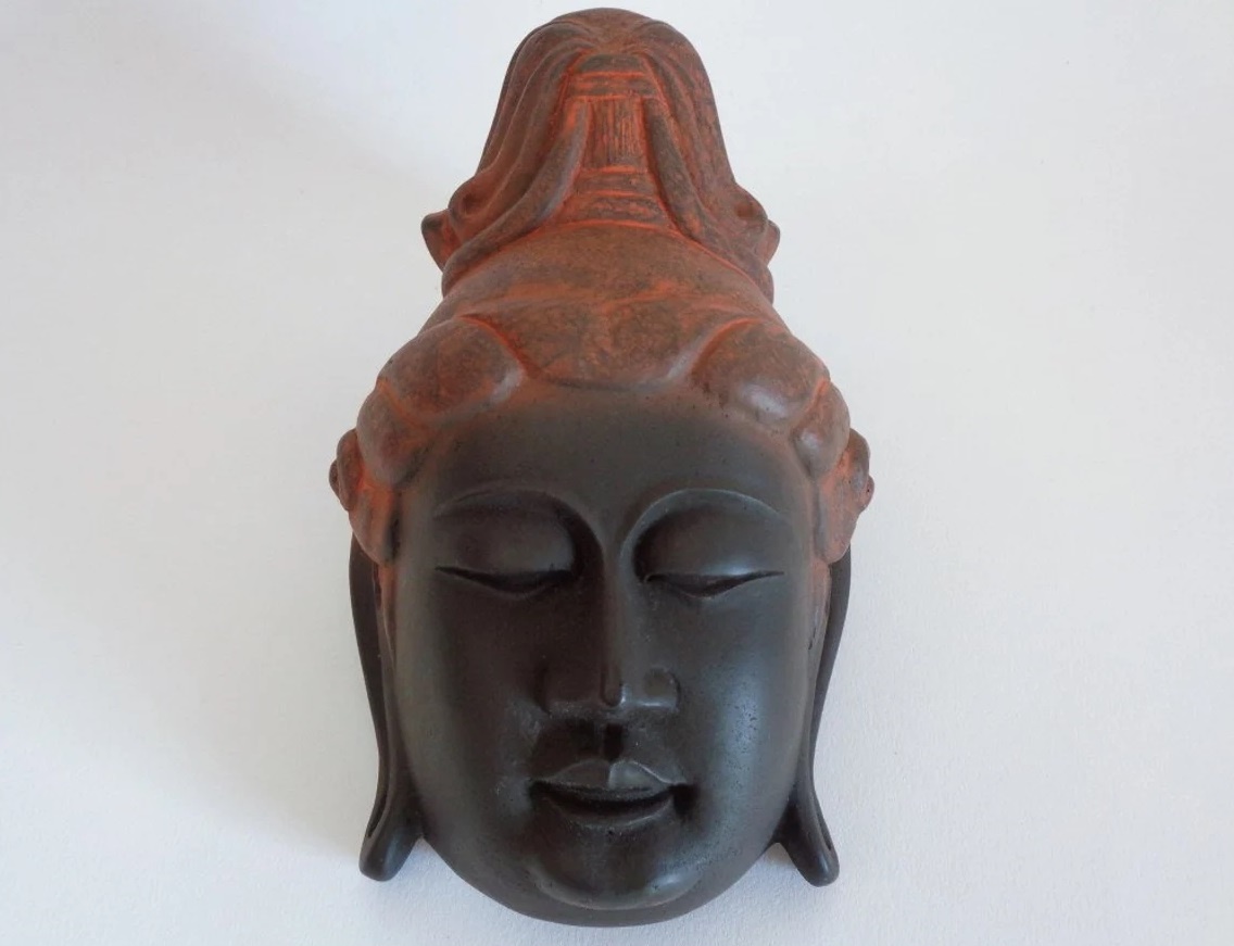 หน้ากาก Kannon Bodhisattva งานดินเผาผสม ปูนพลาสเตอร์ ,S4072