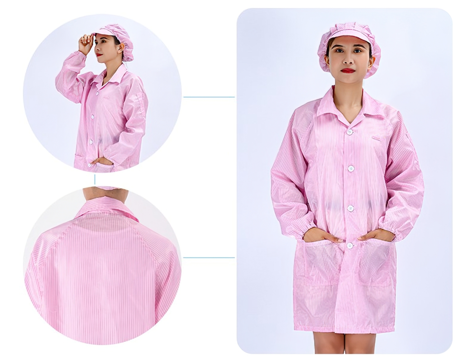 🌈เสื้อแลป เสื้อกาวน์ยาว ยูนิฟอร์ม แขนยาว (ซื้อเสื้อแถมหมวก)