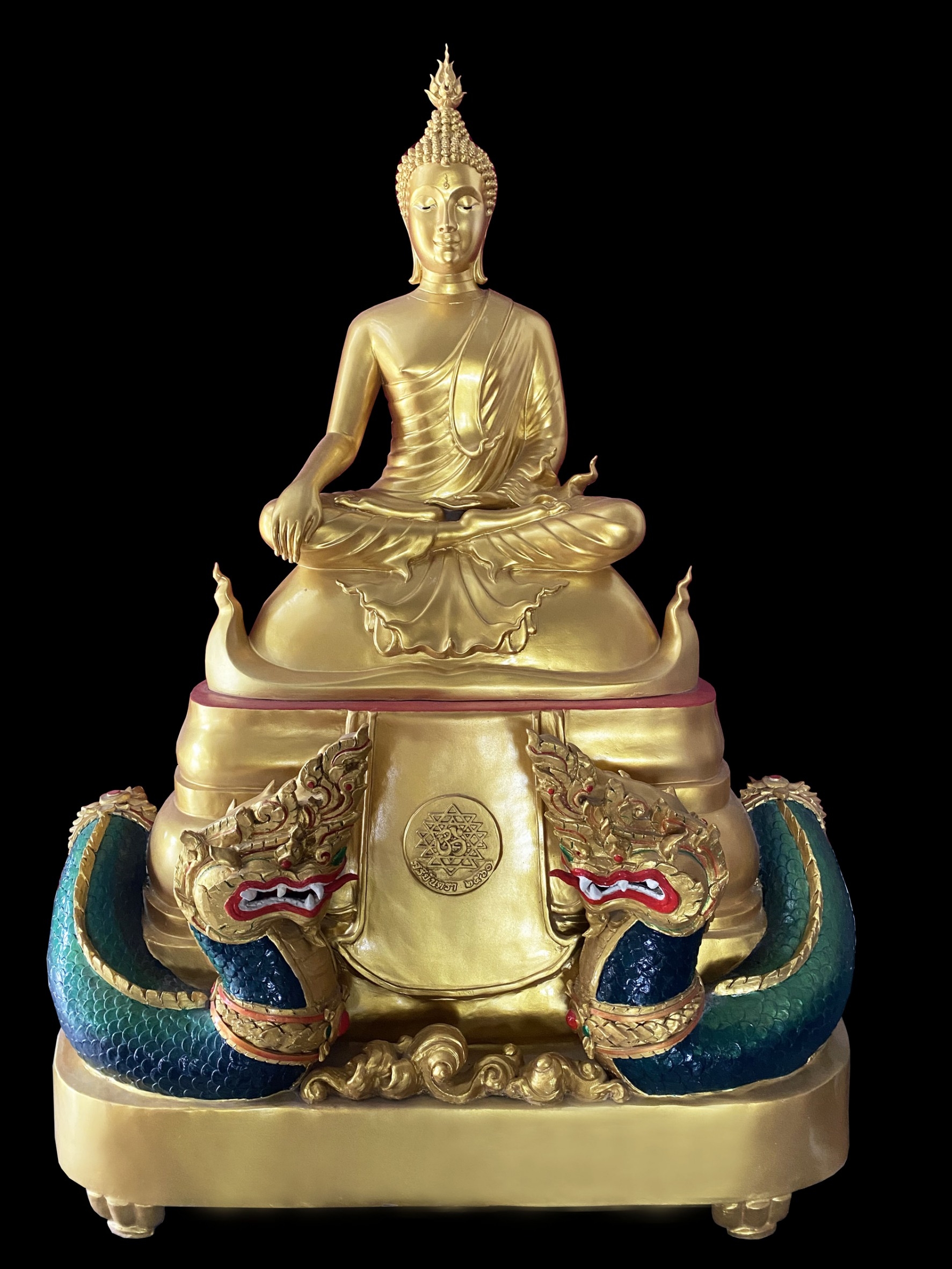 พระพุทธรูปปางสดุ้งมารฐานพญานาค หน้าตัก 20 นิ้ว ขนาด 100x80x145 cm