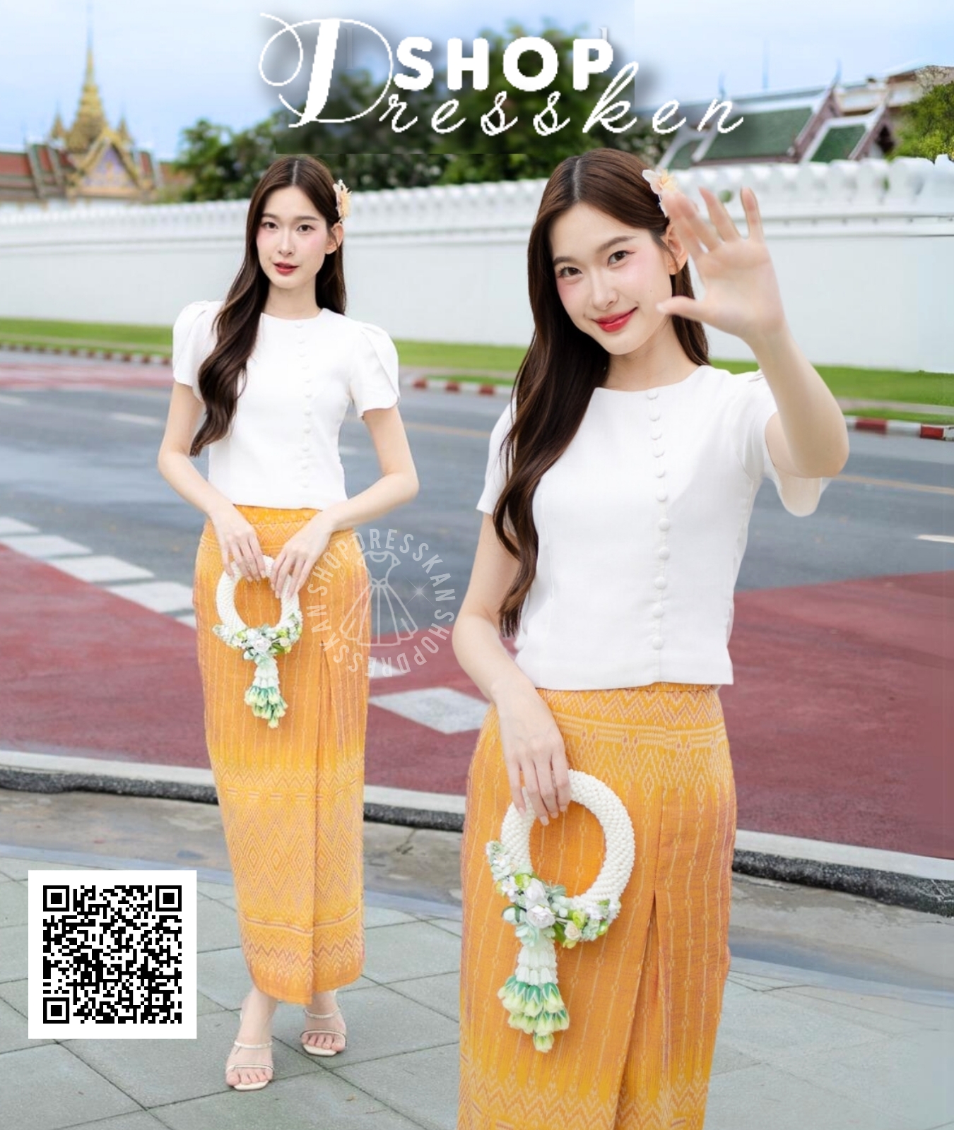 ❌หมดทุกไซส์ค่ะ❌⭐ขุดเดรสผ้าไทยประยุกต์งานป้ายคุณภาพ :: [ S-M-L-XL ] :: เซ็ต 2 ชิ้น เสื้อผ้าฝ้าย แขนกลีบบัว แต่งกระดุม แมทเข้ากับกระโปรงยาวผ้าลายไทยผ่าหลัง ใส่สวยพรางหุ่น ซิปหลัง บุซับใน ใส่ออกงาน ใส่สวยได้ทุกโอกาส