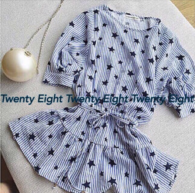 เดรสสั้นผ้าทอลายดาว
