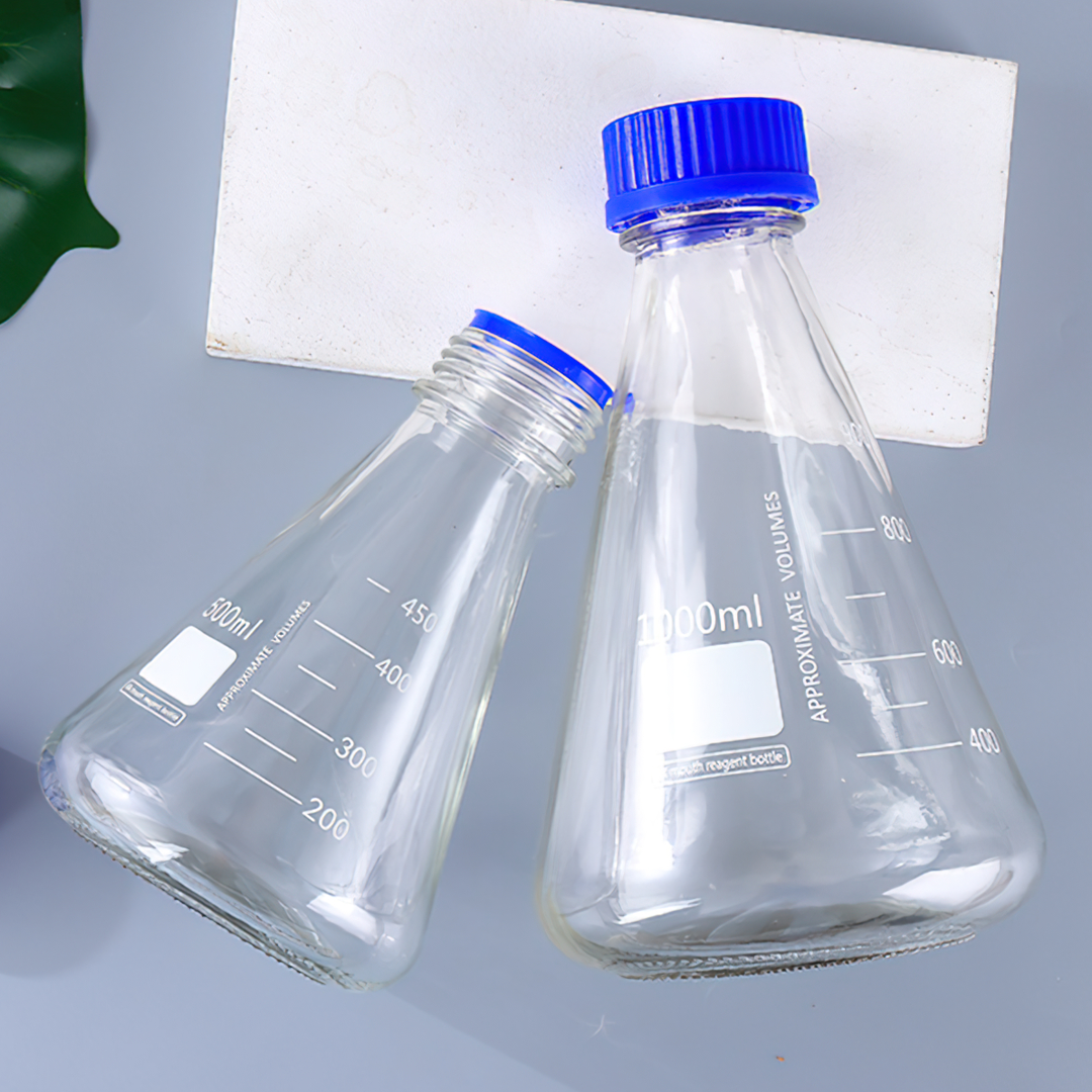 ขวดแก้วทรงกรวย Erlenmeyer flask /conical flask มีสเกล 500/1000ml