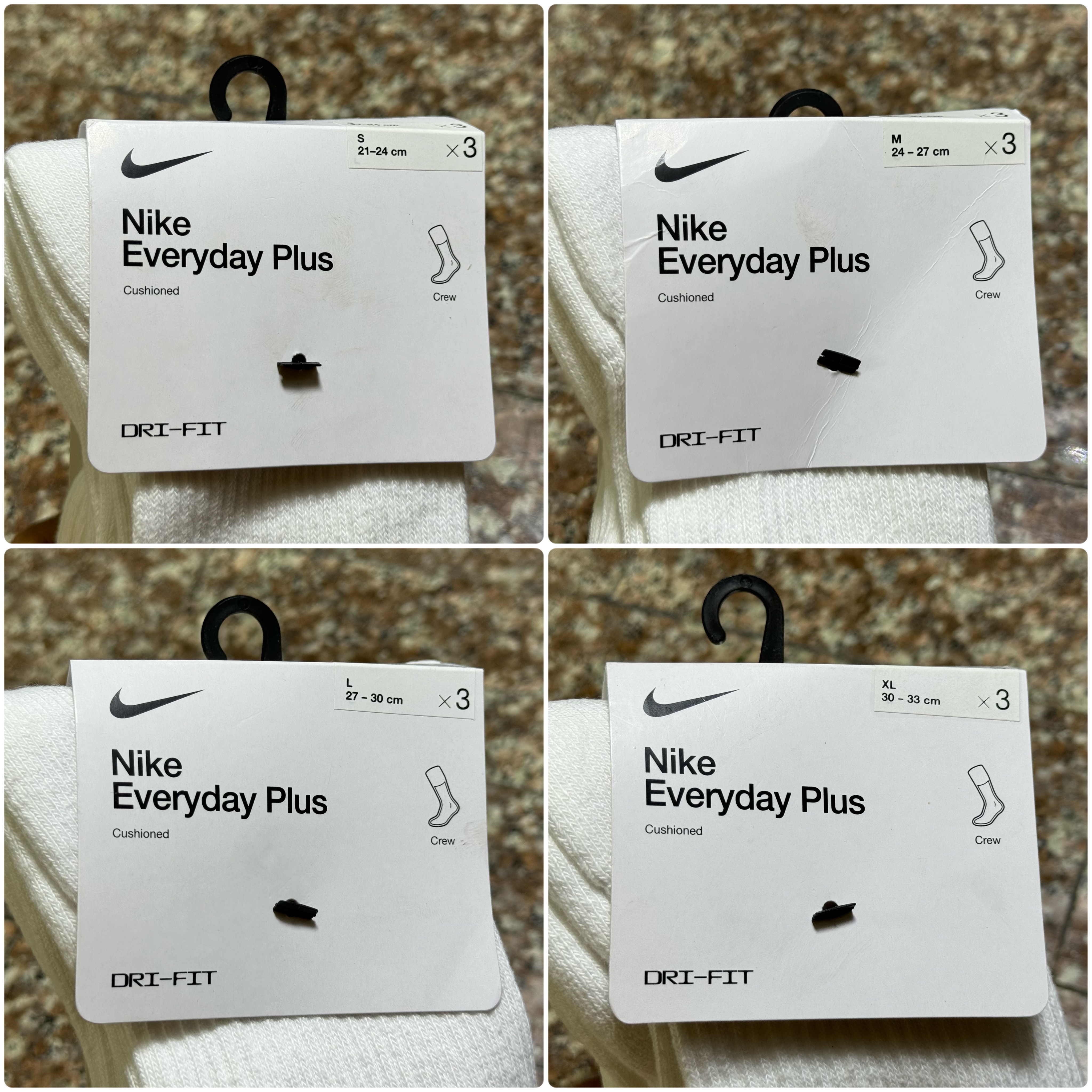 ถุงเท้า Nike EveryDay Plus Crew Socks #แพค3คู่ (S/M/L/XL)
