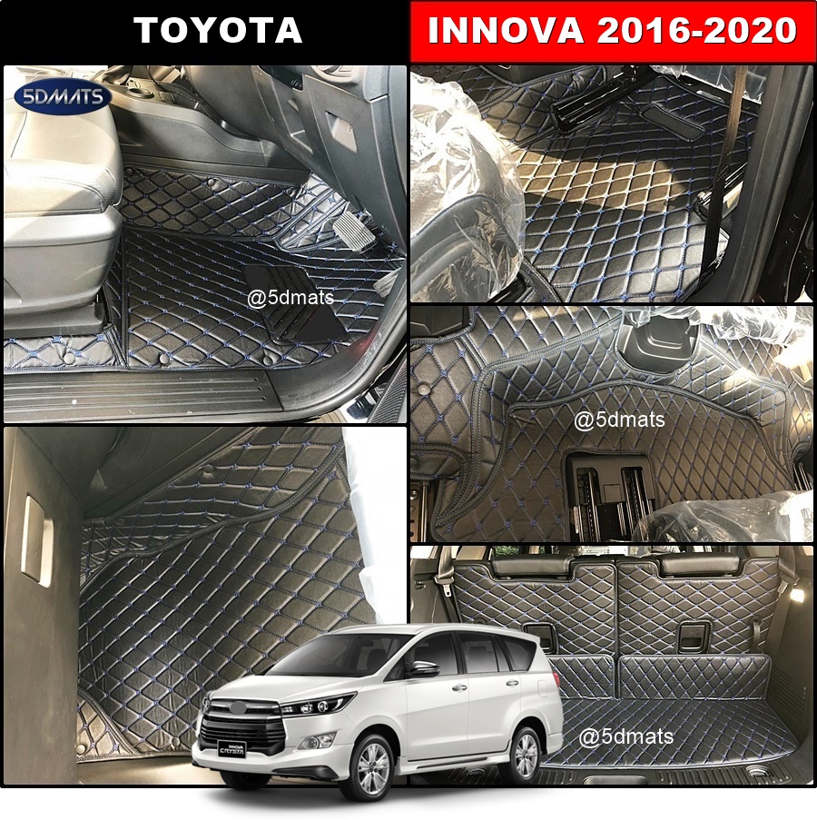 พรมปูพื้นรถยนต์6D INNOVA CRYSTA (ปี2016-20) พรม6D หนังpvcแท้ หนานุ่ม เกรดA เต็มคัน (7ชิ้น) st