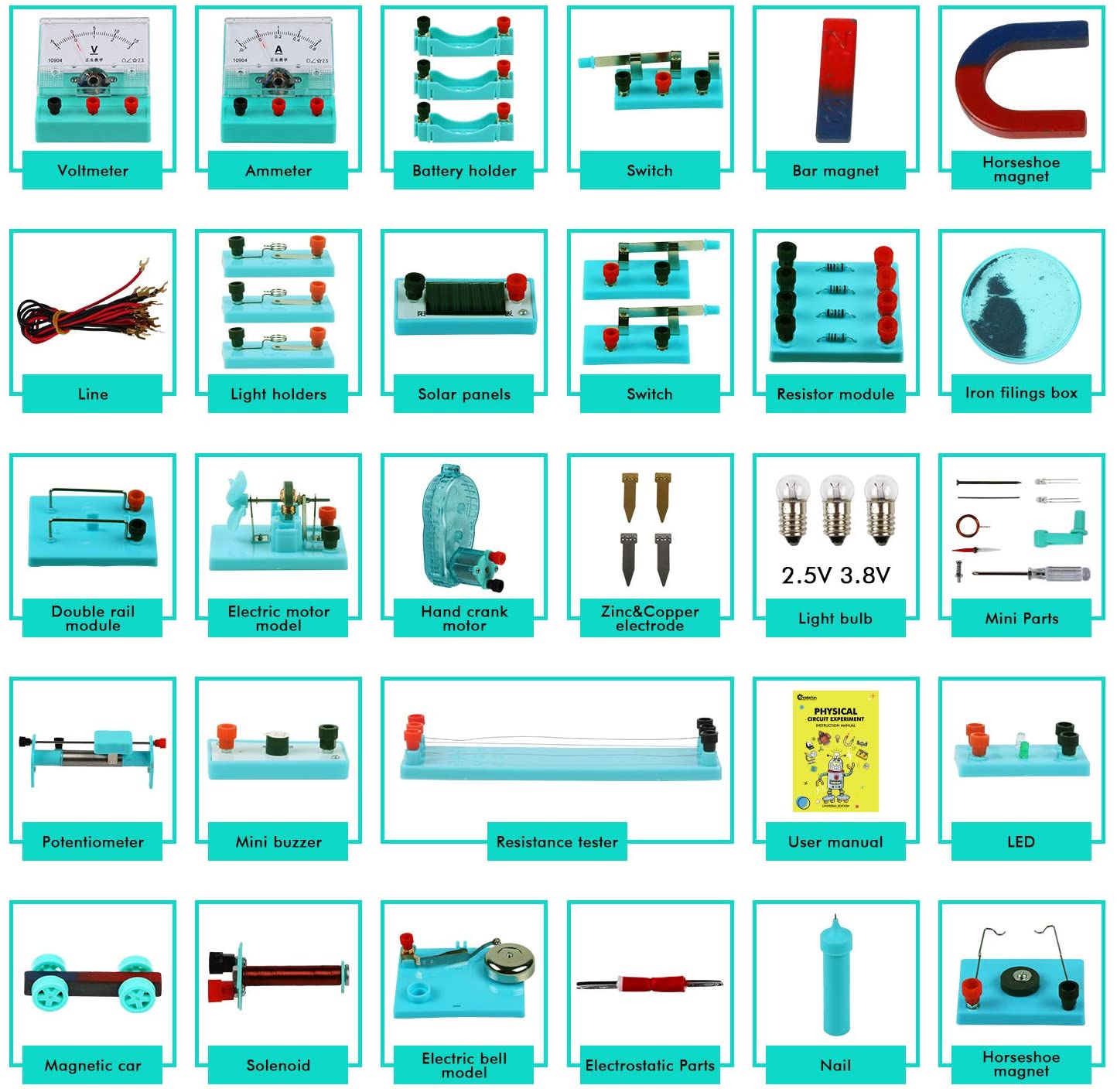 ชุดเรียนรู้ทดลองวิทยาศาสตร์ STEM DIY ด้านฟิสิกส์ (Physics Science Lab Basic Circuit Learning Starter Kit)