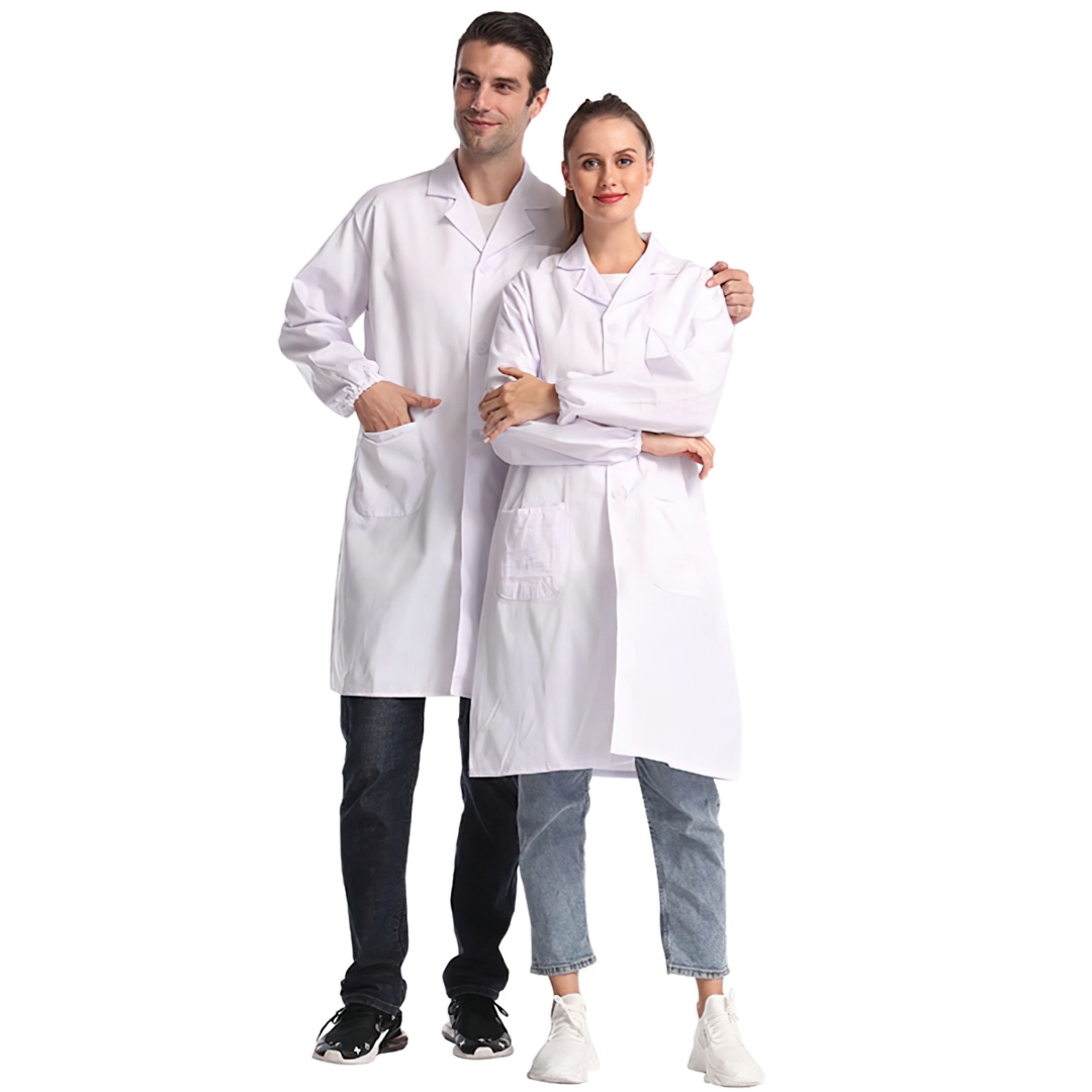 ICY เสื้อกาวน์ห้องปฏิบัติการ สีขาว แขนสั้นและแขนยาว ไม่ขึ้นขุย ไม่หด ใส่สบาย