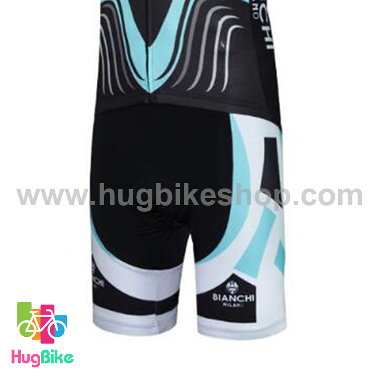 กางเกงจักรยานขาสั้นทีม Bianchi 17 (01) สีดำฟ้าขาว