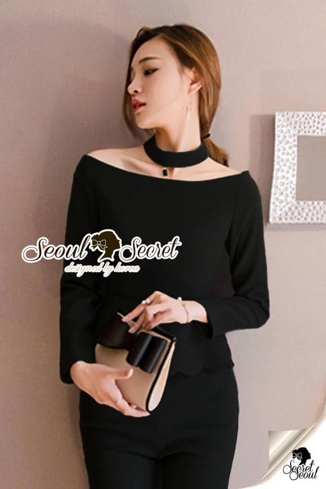 ชุดเซ็ทเสื้อ+กางเกง+สร้อยคอ