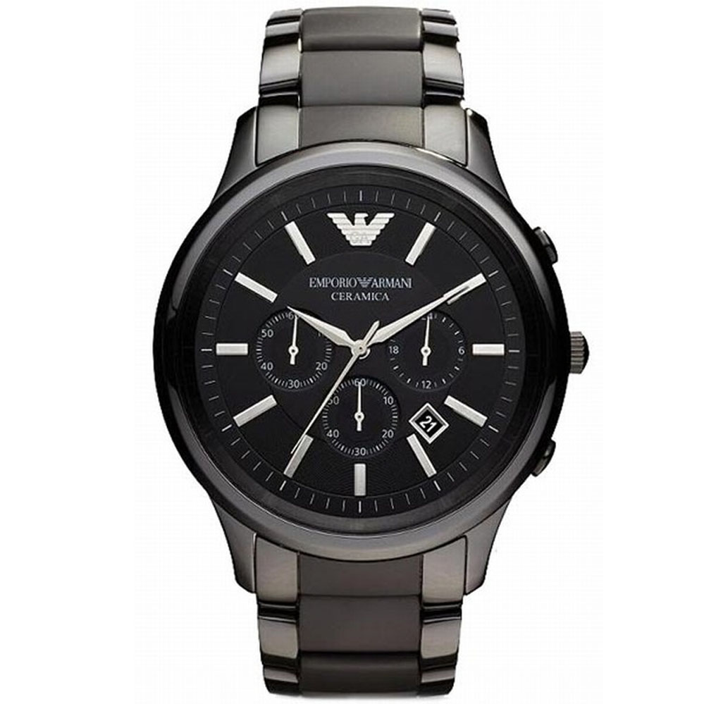 นาฬิกา Emporio Armani Ceramica Chronograph Black Dial Men's Watch AR1451 Size 47 mm
