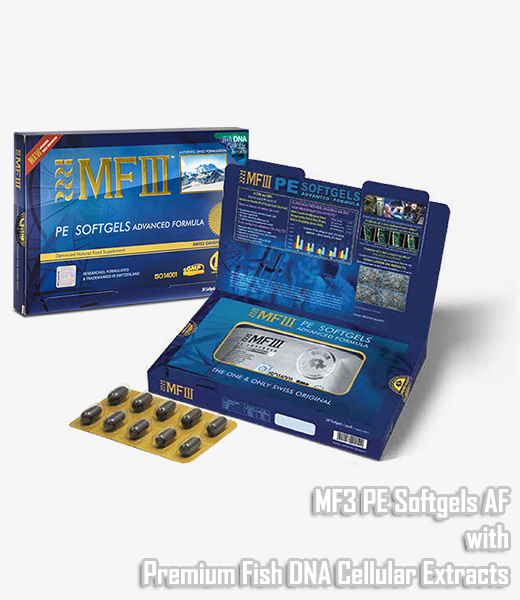 MF3 PE Softgels AF with Marine Cellular Extracts is an outstanding anti-aging health supplement [SWISS MADE]