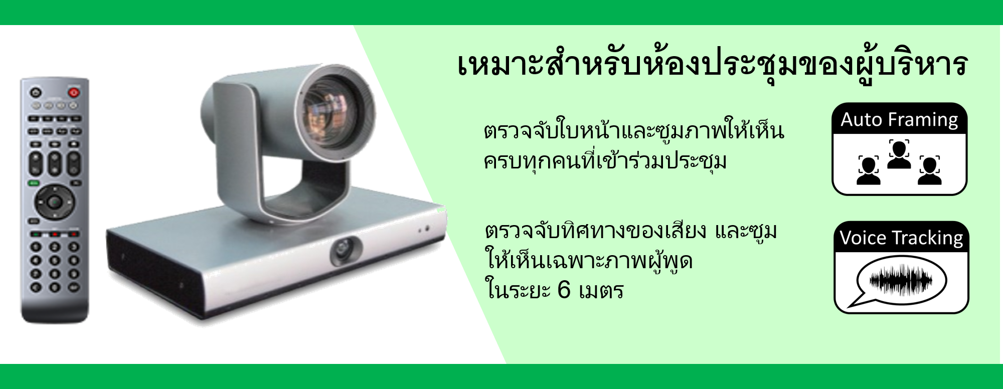 ตรวจจับใบหน้า ครบทุกคนที่ประชุม ตรวจจับทิศทางของเสียงผู้พูด