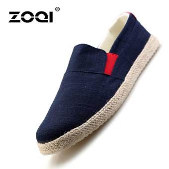 รองเท้าแฟชั่นผู้ชาย ZOQI รองเท้าลำลองรองเท้าผ้าลินินลื่นและรองเท้าโลเลส (สีฟ้า)-สนามบินนานาชาติรองเท้ารองเท้าแฟชั่นรองเท้าหุ้มส้น