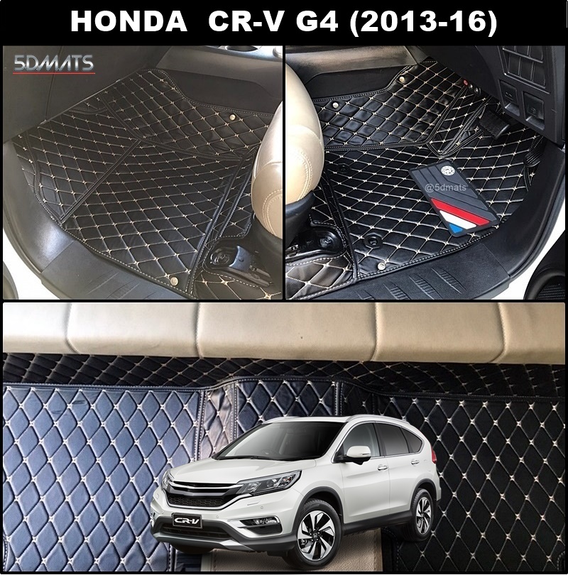 พรมปูพื้นรถยนต์ 6D HONDA CR-V G4 (2013-16) พรม6D QX สวยงาม รวมแผ่นท้าย ปิดเบาะ ตรงรุ่นรถ 6ชิ้น