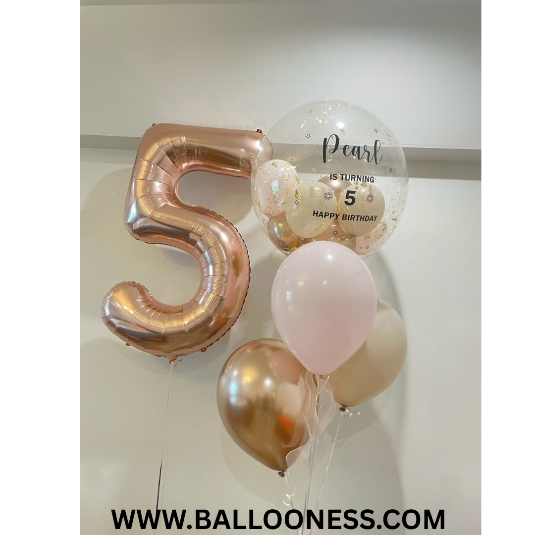 เซทลูกโป่งบับเบิ้ล วันเกิดเด็ก ขนาด 24นิ้ว จัดช่อลูกโป่ง 3ใบ 1ช่อ + ลูกโป่งฟอยล์ตัวเลข ขนาด 40นิ้ว 1ตัว