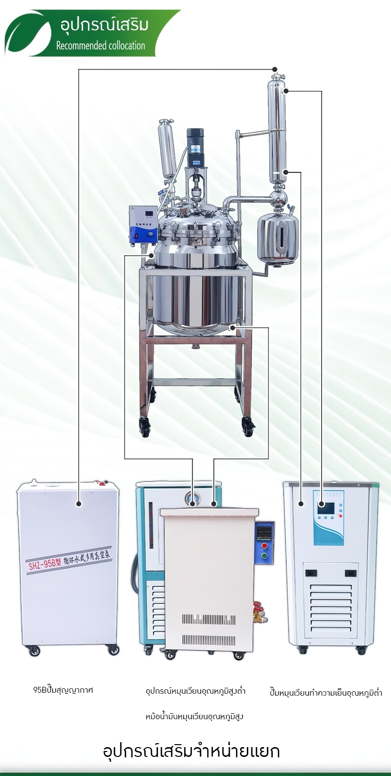 หม้อปฏิกรณ์สแตนเลสที่ใช้ไฟฟ้าในการทำความร้อน สำหรับการกลั่นและสกัด BSF double-layer stainless steel