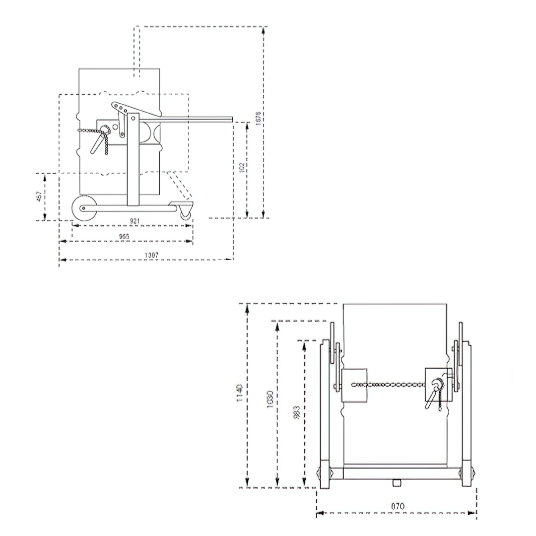 🌈13192 รถเข็นถังเหล็ก ถังพลาสติกขนาด 200 ลิตร สามารถเอนเทของเหลวได้สะดวก รุ่น HD80B
