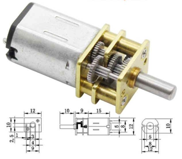 มอเตอร์เฟืองอัลลอยด์ขนาดเล็ก N20 กำลังไฟ 3-6V ทดรอบความเร็ว 180-360 rpm