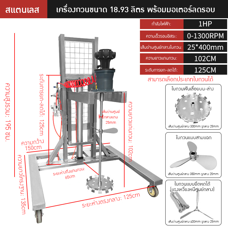 เครื่องกวนผสมแบบใช้ลมอุตสาหกรรม TTY