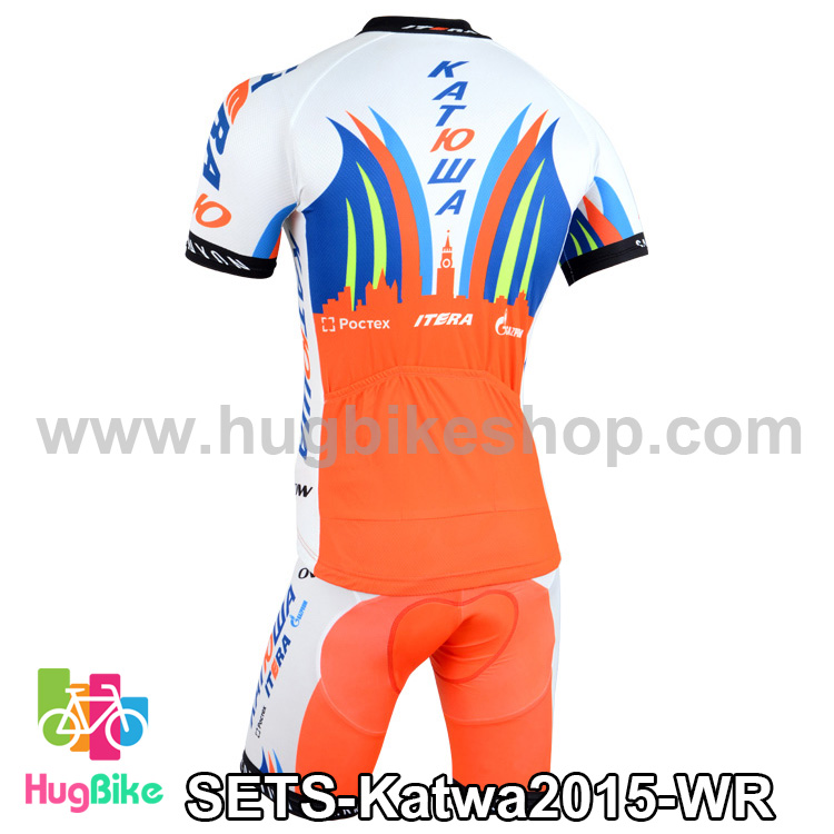ชุดจักรยานแขนสั้นทีม Katwa 15 สีขาวส้ม