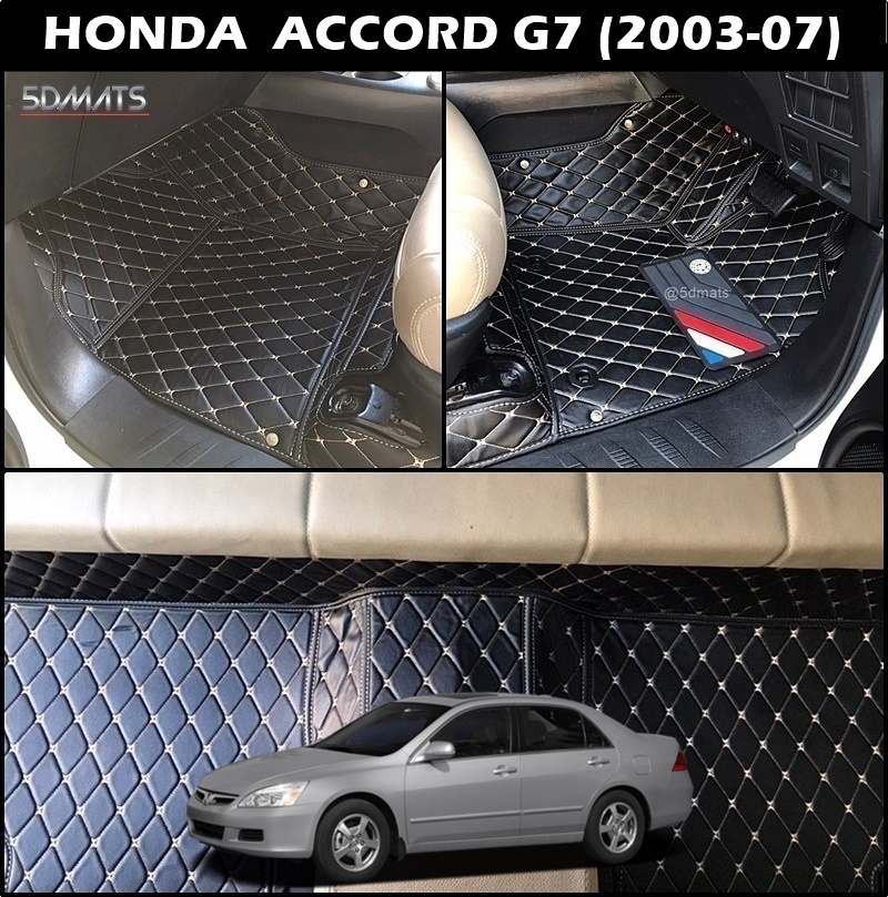 พรมปูพื้นรถยนต์ 6D HONDA ACCORD G7 (2003-07) พรม6D QX สวยงาม เข้ารูป ตรงรุ่นรถ 3ชิ้น