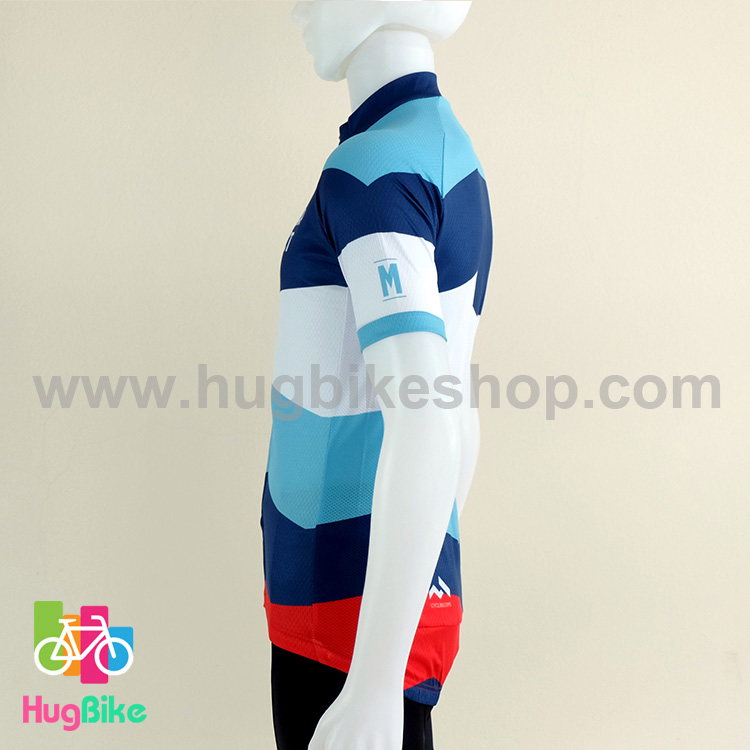 เสื้อจักรยานแขนสั้นทีม MAAP 16 (13) สีฟ้าน้ำเงินขาวแดง