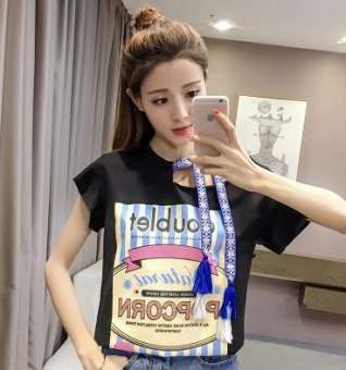 ulzzang เสื้อผ้าแฟชั่น เสื้อเกาหลีแขนสั้นเสื้อยืดใหม่