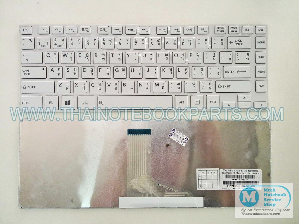 MT06593 คียบอร์ดโน้ตบุ๊ค Toshiba Satellite L800 L805 L830 L840 L845, C800 - MP-11B23T0-9201W (สินค้าใหม่,ไทย-อังกฤษ,สีขาว) 1