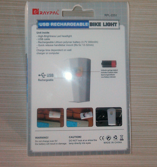 ไฟหน้าจักรยาน RAYPAL รุ่น RPL-2251 ชาร์ต USB สว่างมาก