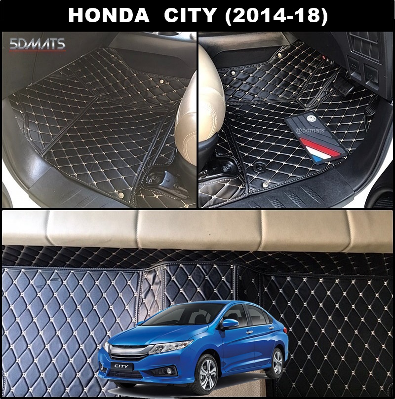 พรมปูพื้นรถยนต์ 6D HONDA CITY (2014-18) พรม6D QX สวยงาม เข้ารูป ตรงรุ่นรถ 3ชิ้น